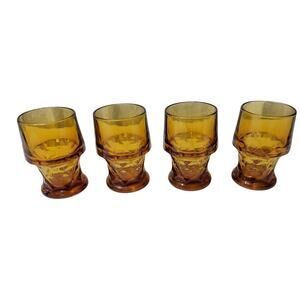 Set of 3 Vintage Libbey/Anchor Hocking Amber Glass Honeycomb Tumblers